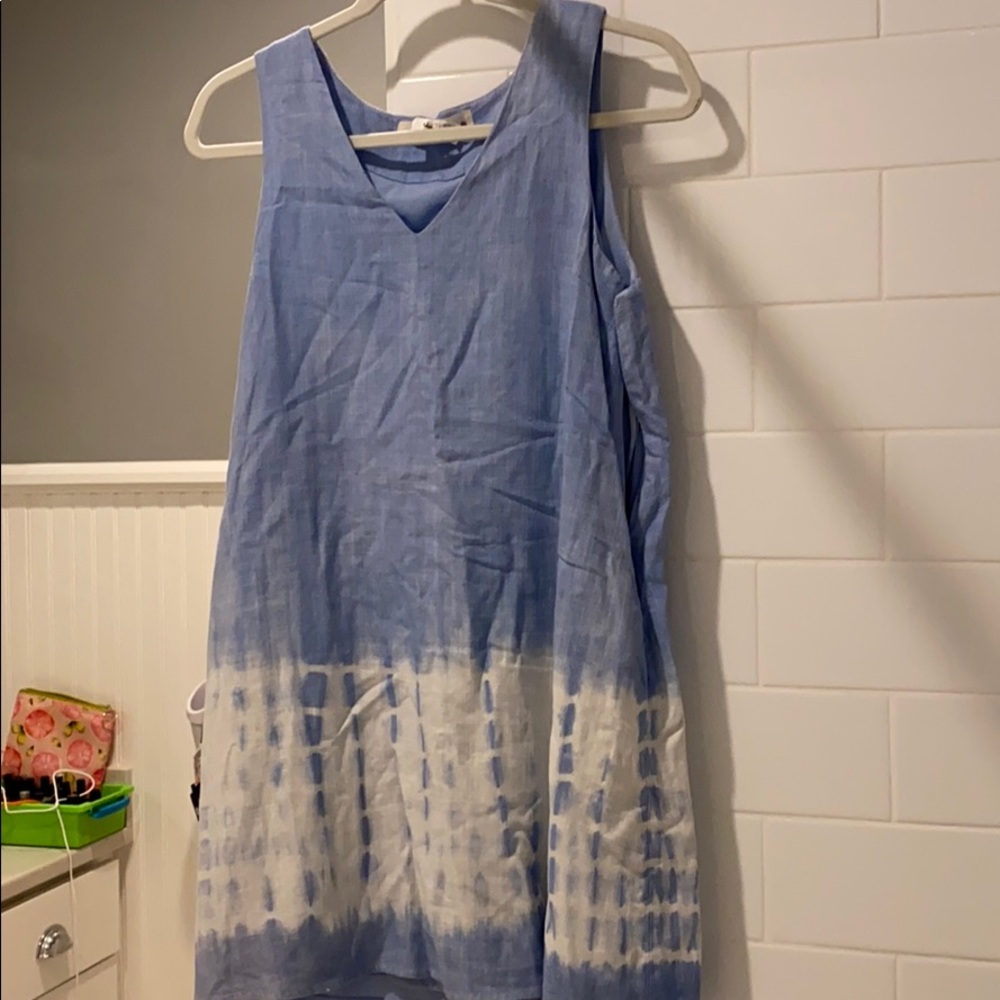 blue and white dress